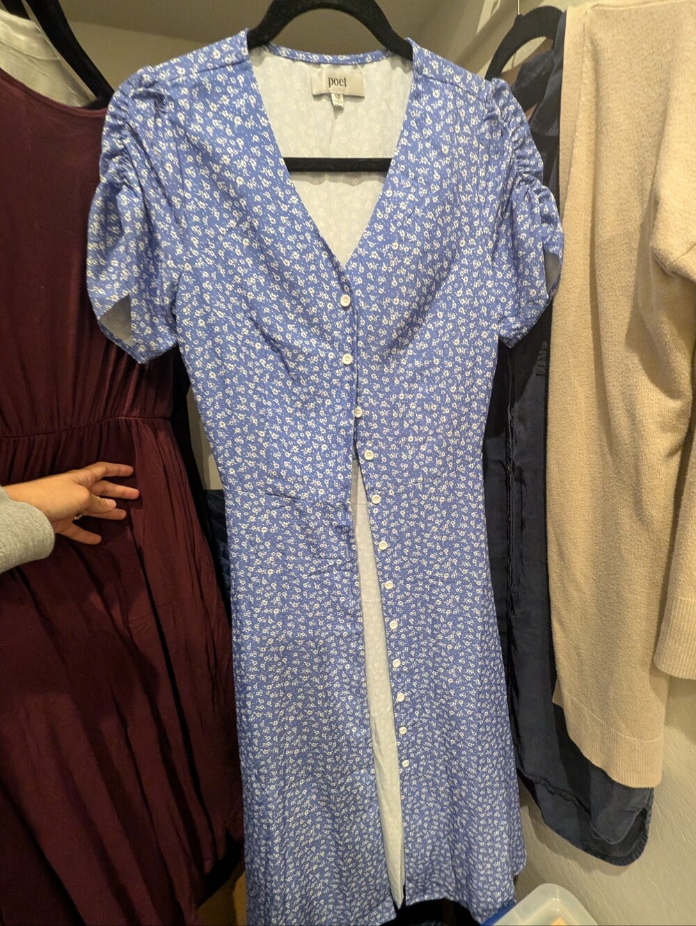 Poet Dresses - Sonnet Dress Blue Floral Button-Front Midi Dress